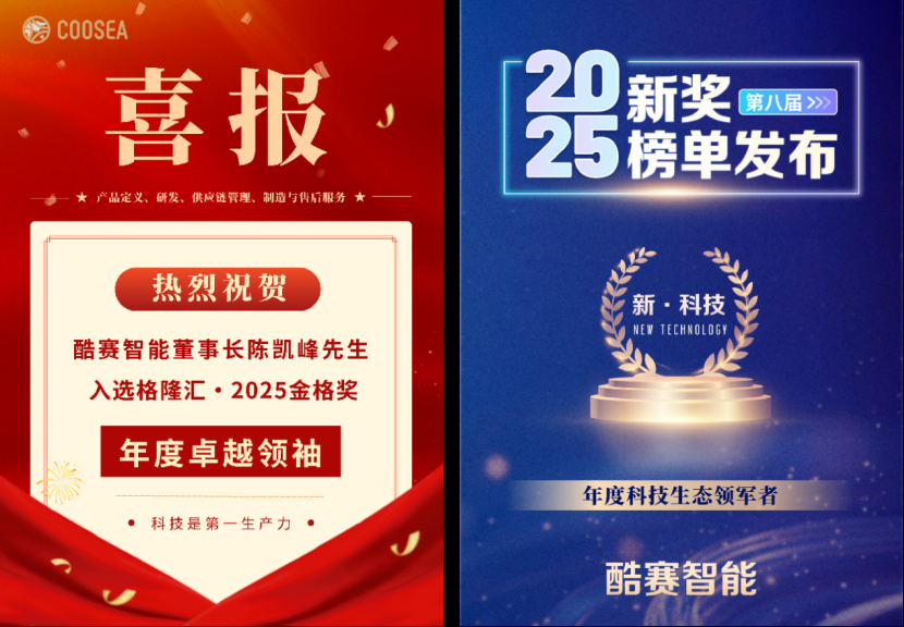 又双叒叕获奖！酷赛智能斩获双项行业权威认证